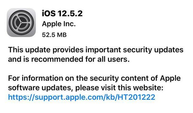 梨林镇苹果手机维修分享iOS12.5.2发布，建议所有老苹果用户安装 